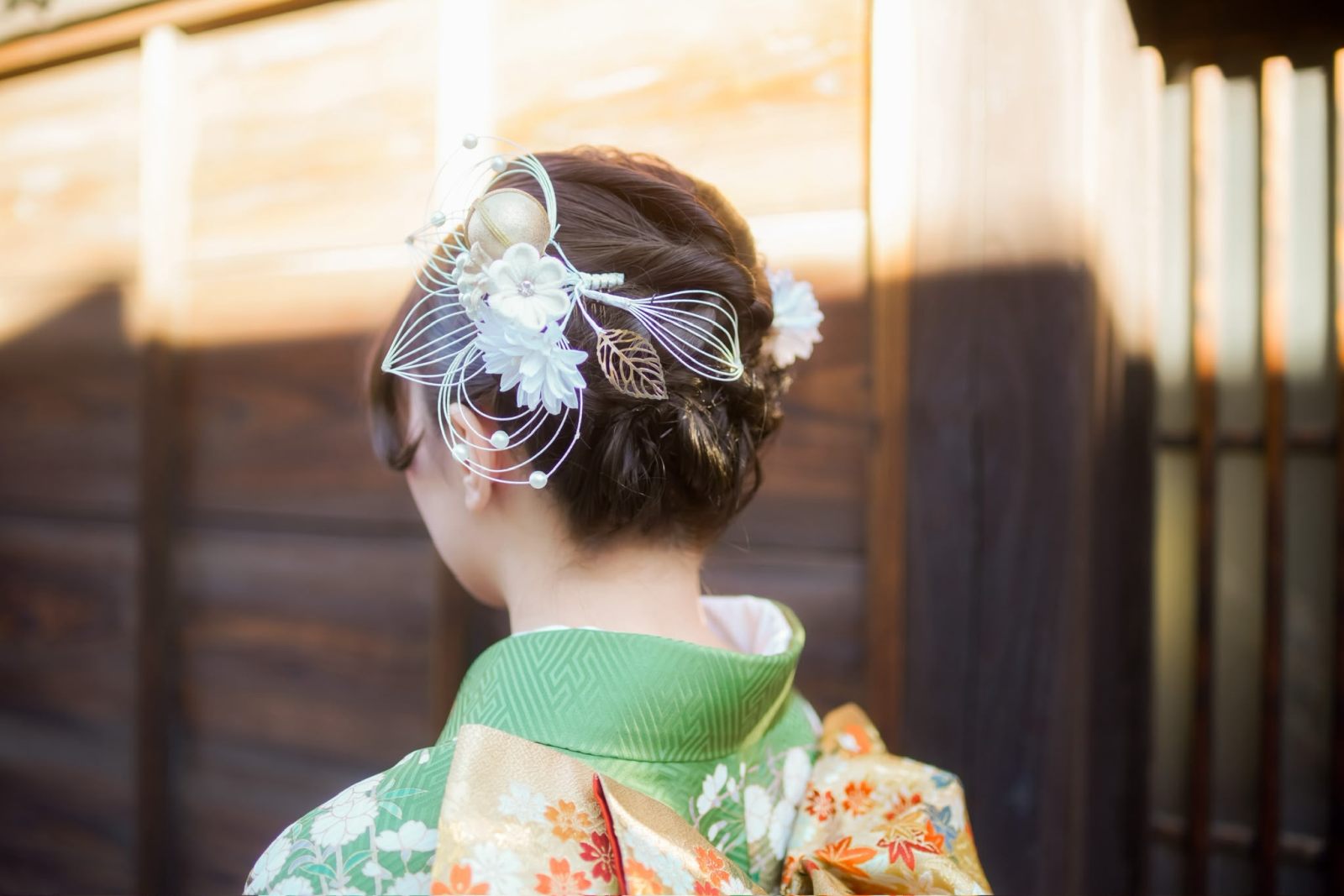 Kimono hairstyle photographed on location